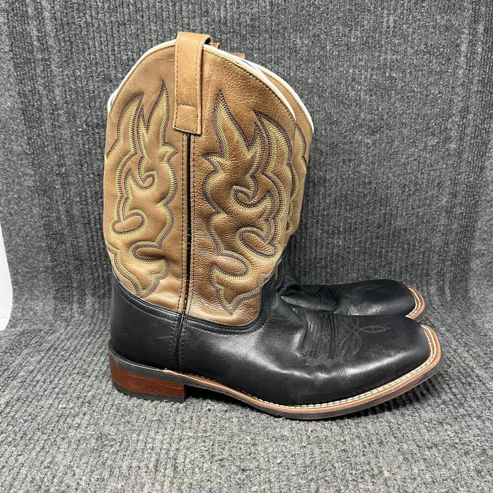 Laredo Lodi Square Toe Western Boots Black Brown Leather Cowboy Mens 12 D 7877